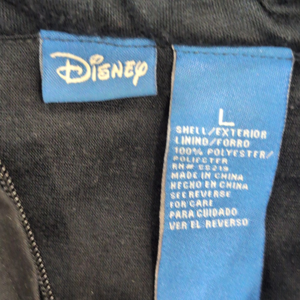 Disney Tinkerbell Zip Up‎ Hoodie Jacket Black Pixie Hollow Womens L Patch - Picture 3 of 5
